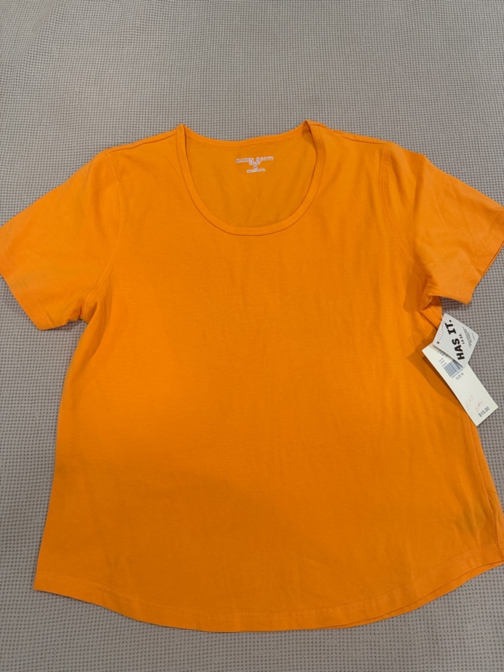 Karen Scott Bright Orange Scoop Neck Short Sleeve Tee
